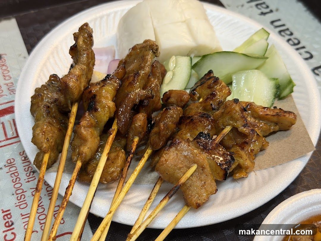 Chicken Satay with Rice Cakes and Cucumber