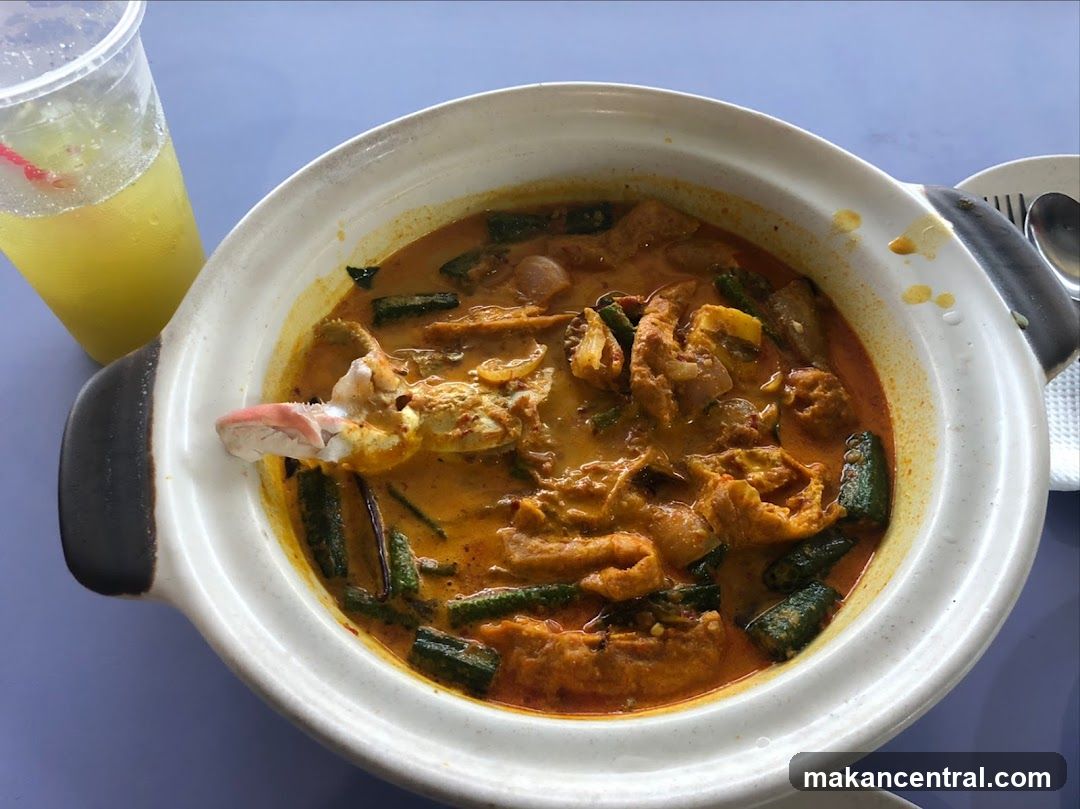 Curry dish with crab and okra