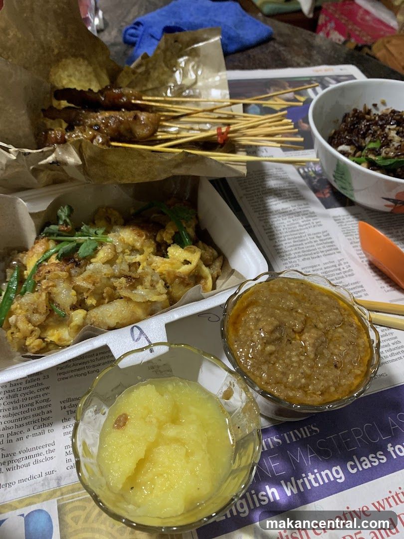 Food spread on newspaper