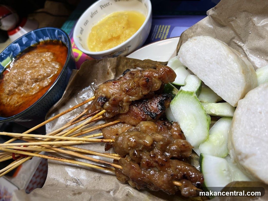 Chicken Satay with Peanut Sauce and Rice Cakes
