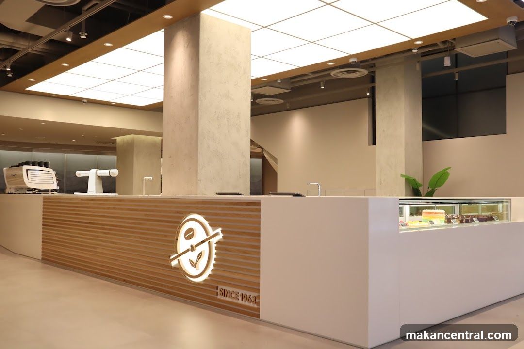 Modern Cafe Interior with Display Counter