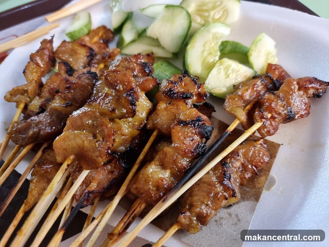 Grilled Meat Skewers with Cucumber Slices