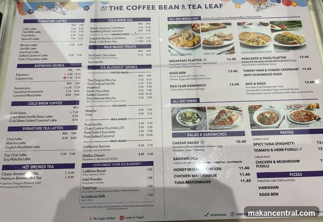 The Coffee Bean & Tea Leaf Menu