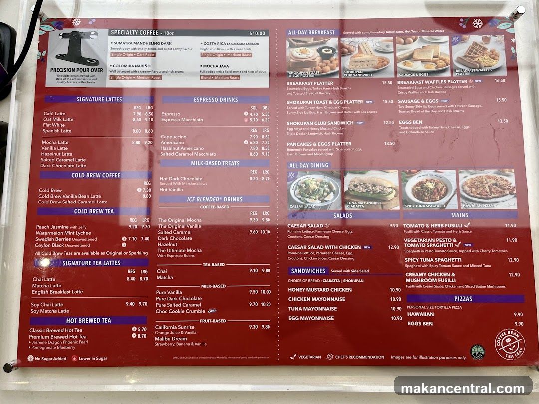 Coffee Bean & Tea Leaf Menu