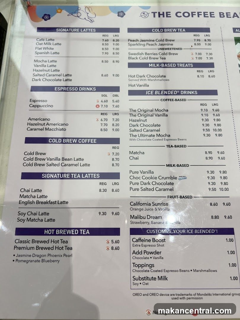 The Coffee Bean Menu