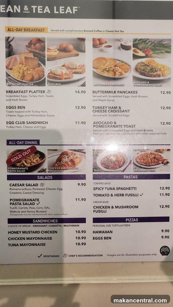 The Coffee Bean & Tea Leaf Menu