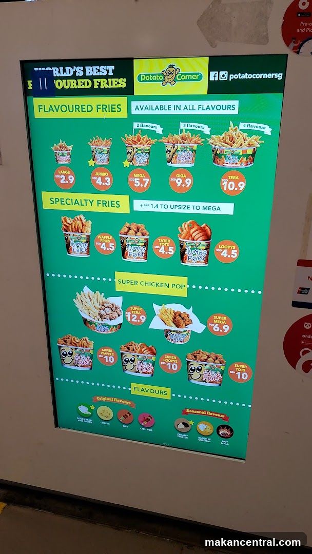 Potato Corner Flavoured Fries Menu