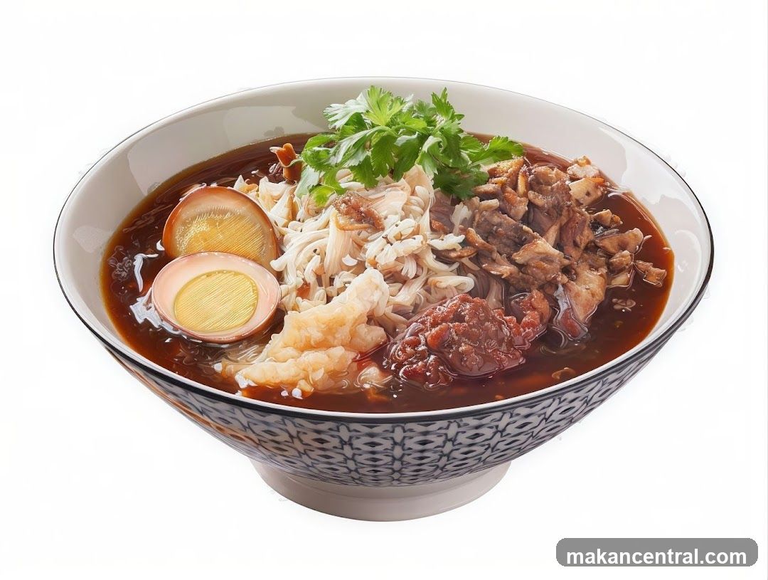 Bowl of Noodles with Egg and Meat