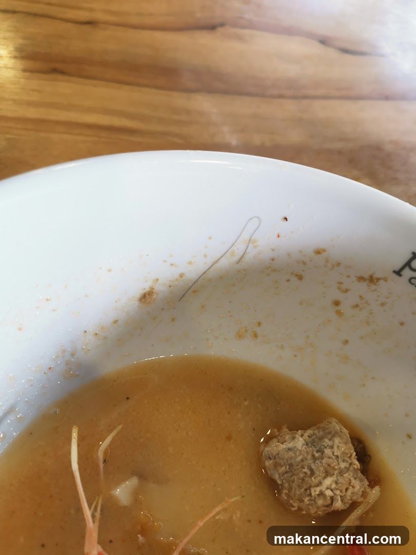 Bowl of soup with hair