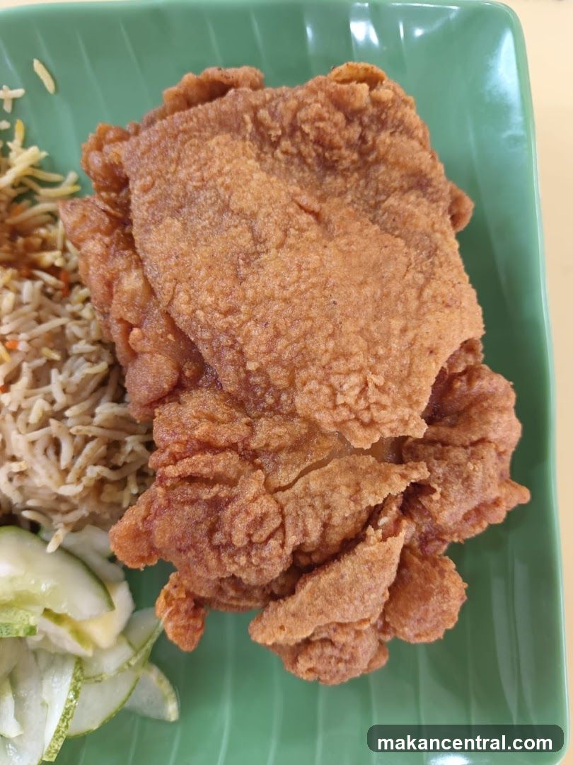Fried Chicken with Rice and Cucumber Slices