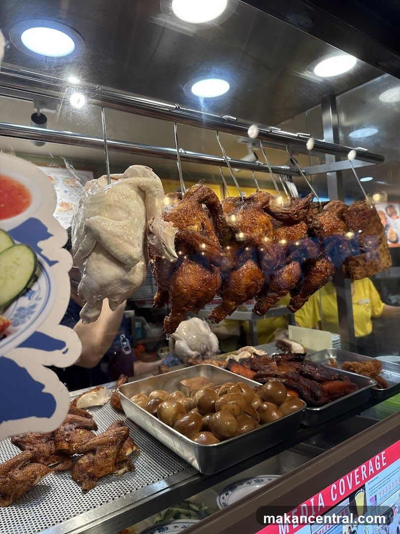 Hanging Chickens and Cooked Food