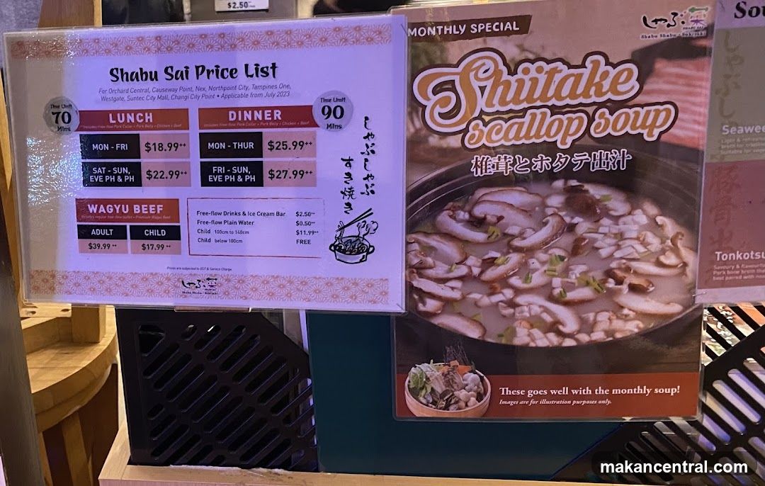 Shabu Sai Price List