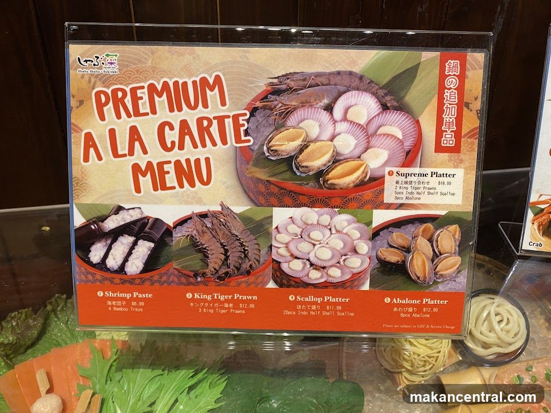PREMIUM A LA CARTE MENU