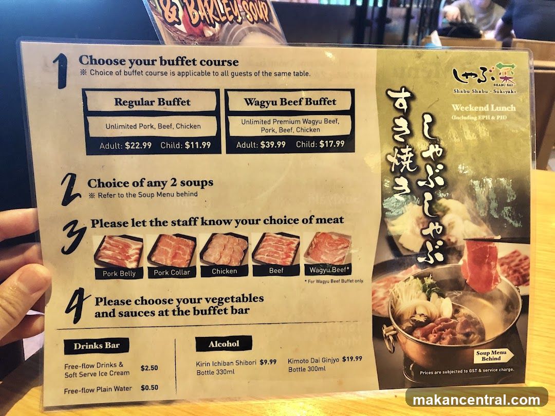Shabu Shabu Sukiyaki Weekend Lunch Menu
