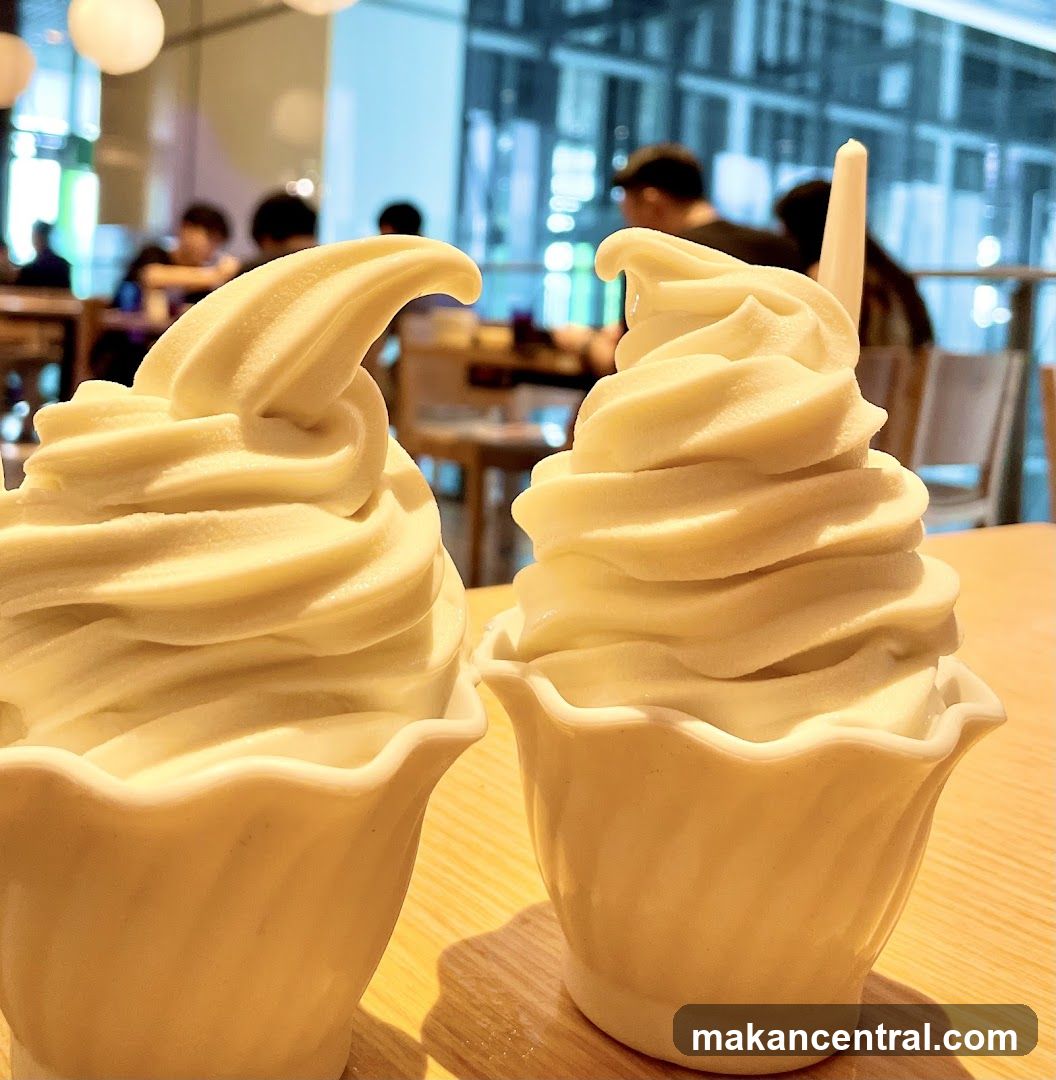 Two soft serve ice creams