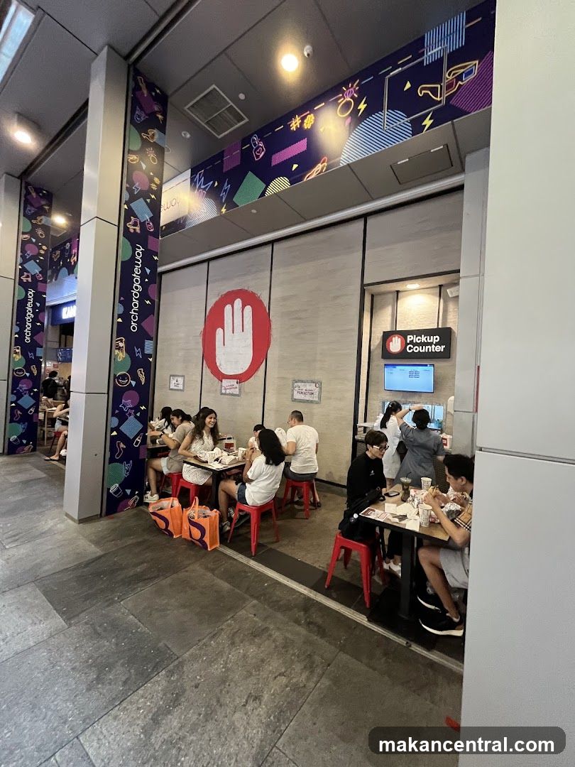 Diners at an outdoor seating area
