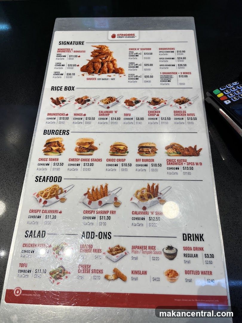 4 Fingers Crispy Chicken Menu