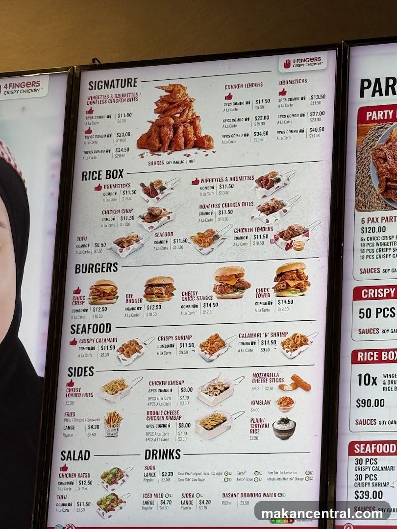 4 Fingers Crispy Chicken Menu