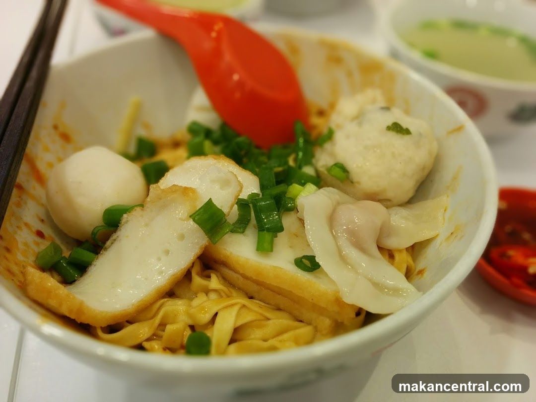 Noodle Dish with Fish Balls and Sliced Fish Cake