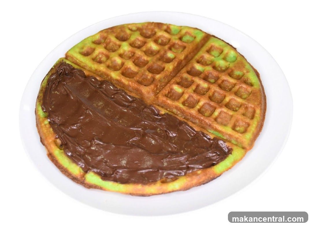 Green Waffle with Chocolate Spread