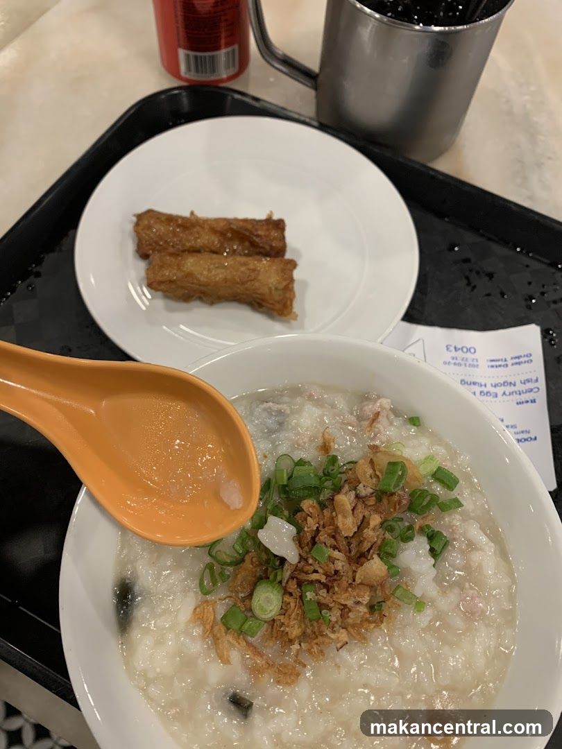 Congee with Fried Spring Rolls