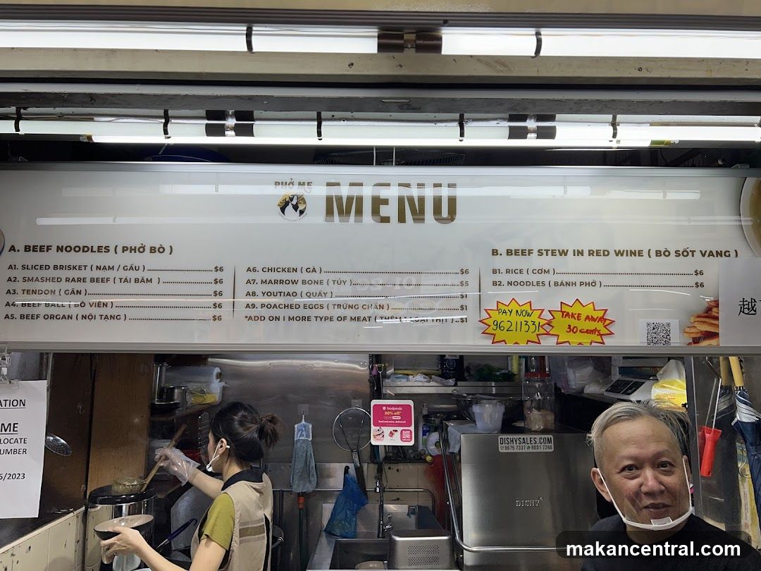 Pho Bo Menu
