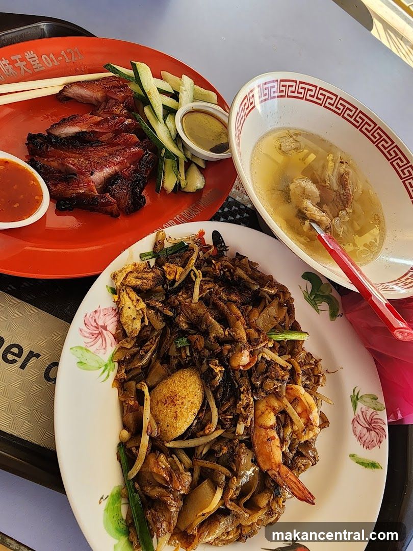Char Kway Teow and Roasted Pork