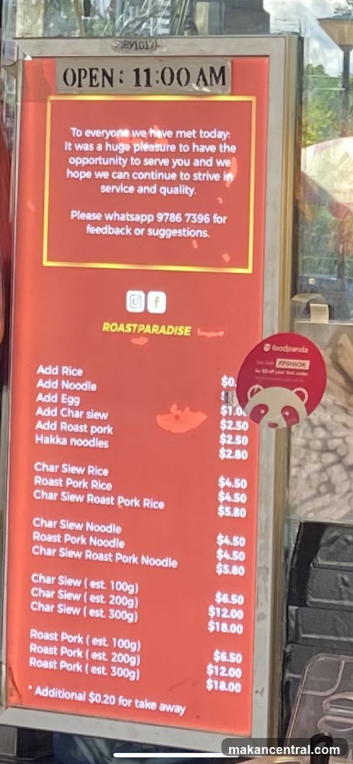 ROASTPARADISE Menu