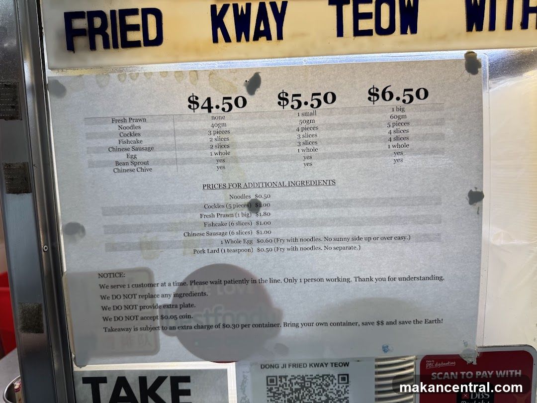 Fried Kway Teow Menu