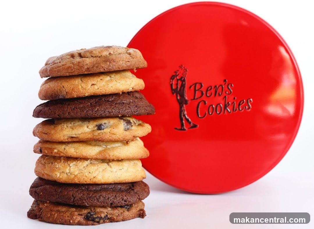 Stack of Cookies with Ben's Cookies Tin