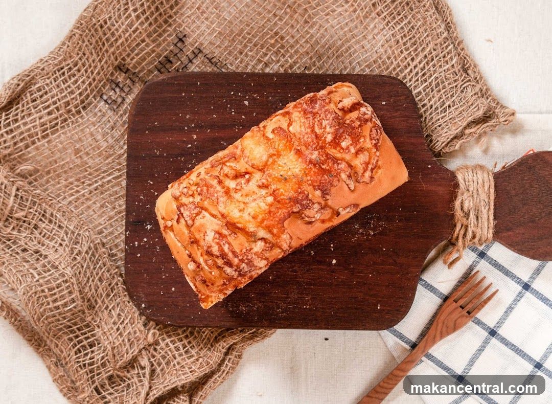 Cheese bread on a wooden board