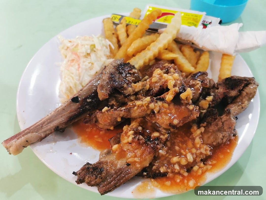 Lamb Chops with Fries and Coleslaw