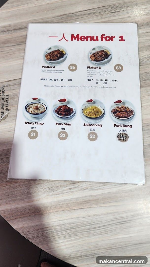 Menu for 1