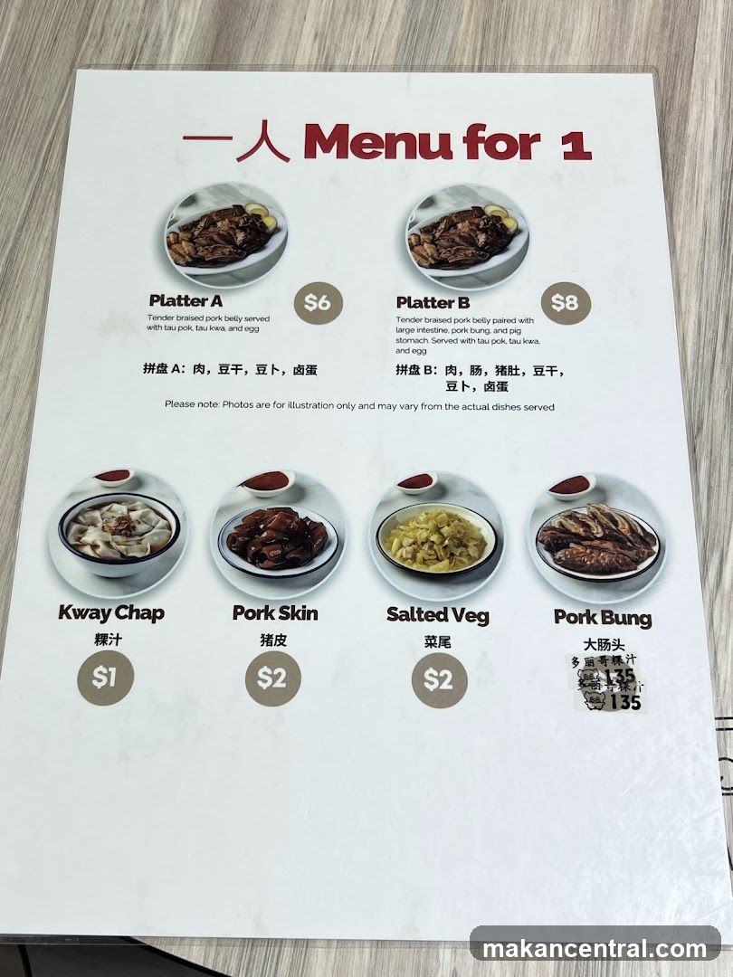 Menu for 1