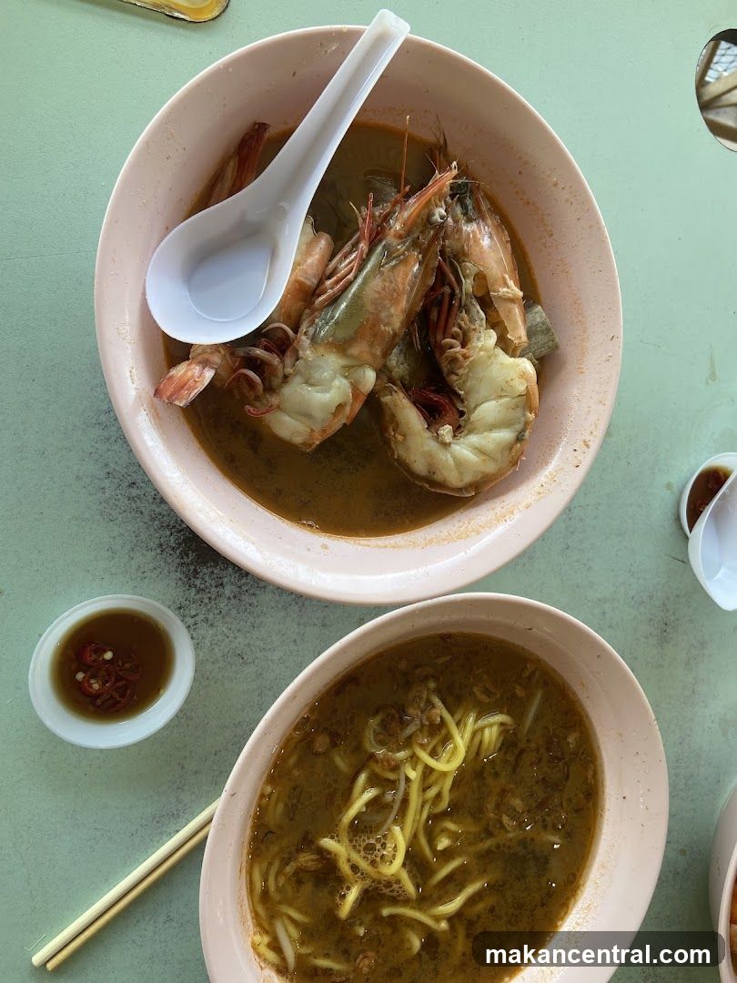 Prawn Noodles and Soup