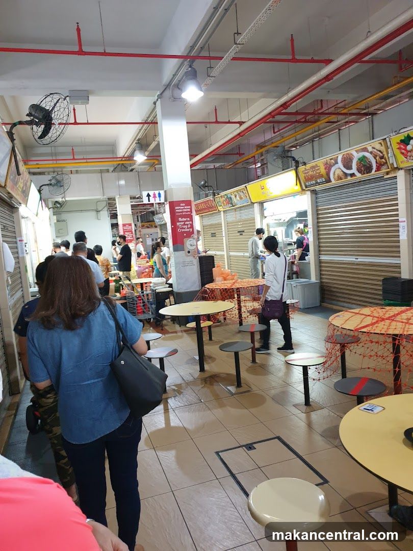 Food court with tables and stalls