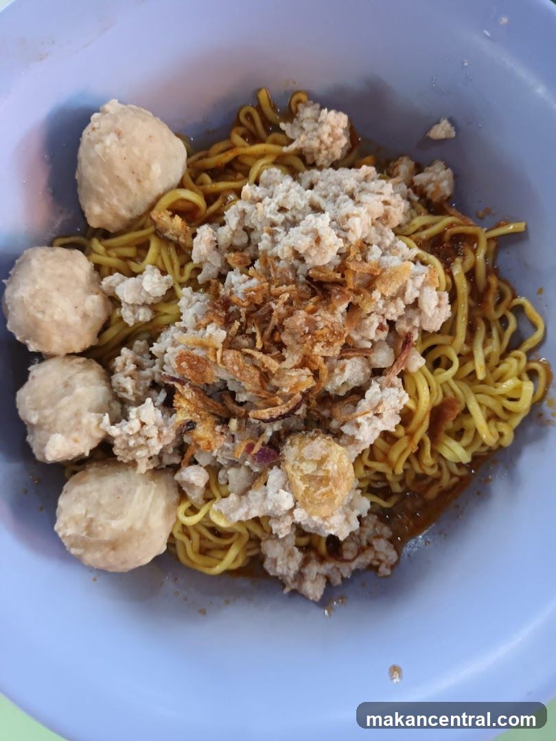 Noodles with Meatballs and Minced Pork