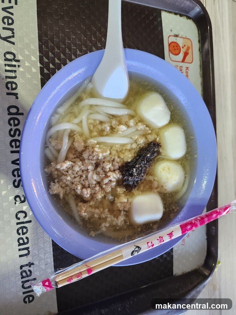 Noodle Soup with Minced Meat and Fish Balls