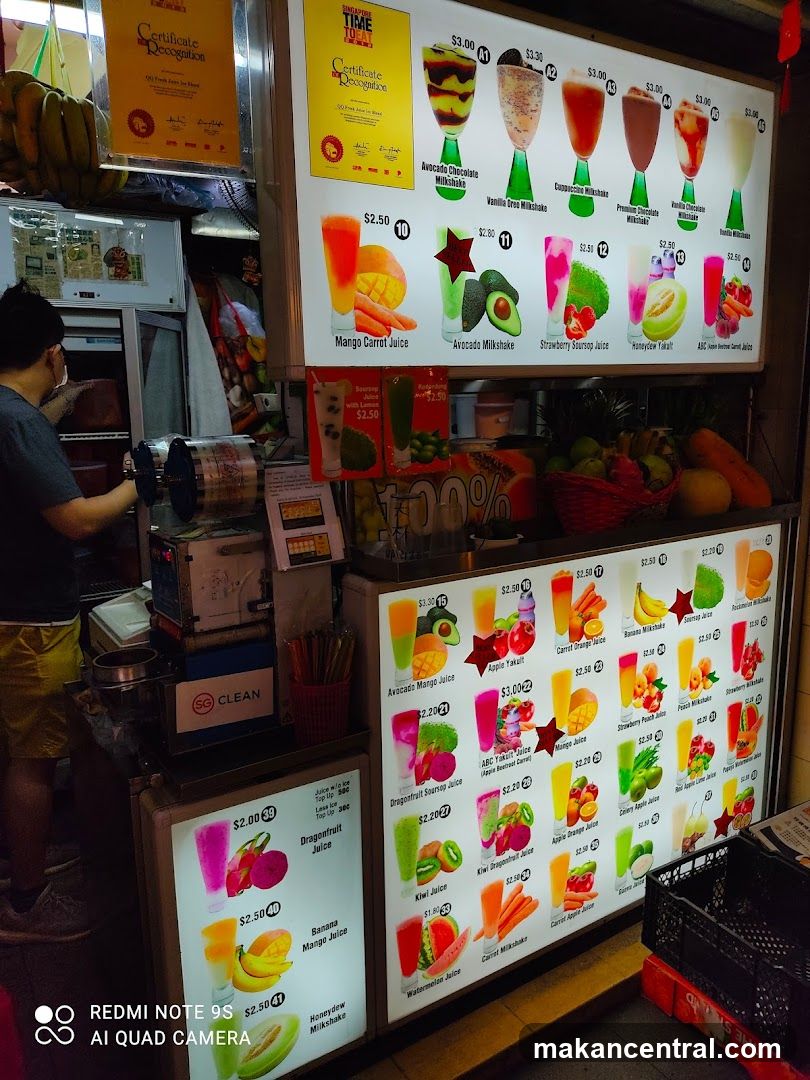Juice and Milkshake Menu