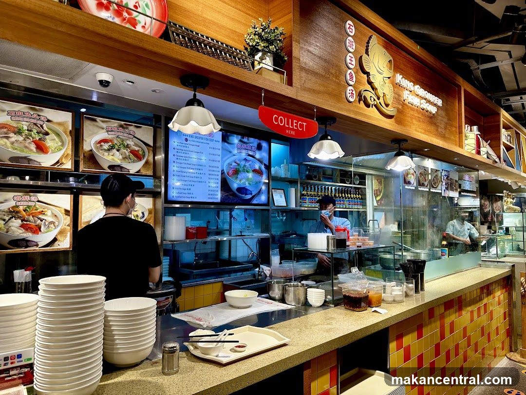 Restaurant Counter with Menu and Food Displays