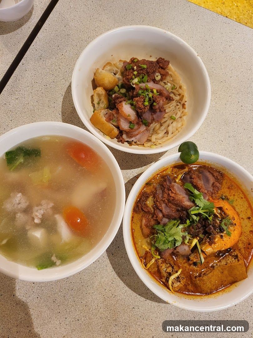 Three Bowls of Noodles and Soup
