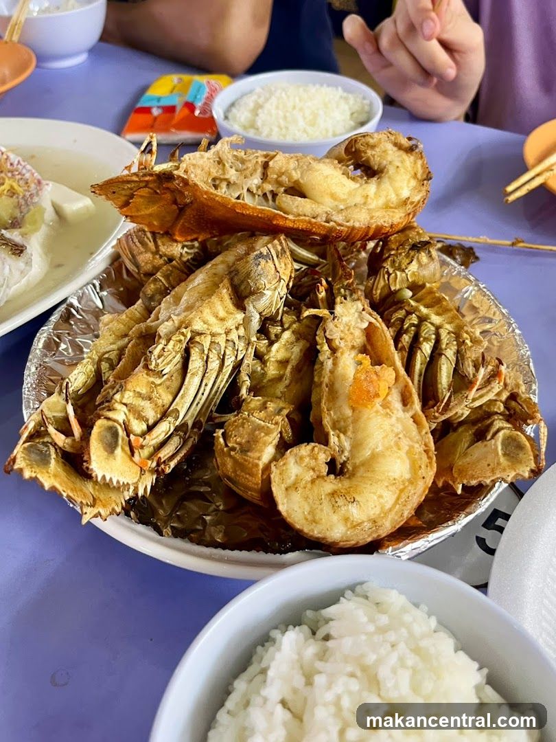 Plate of cooked crayfish with rice