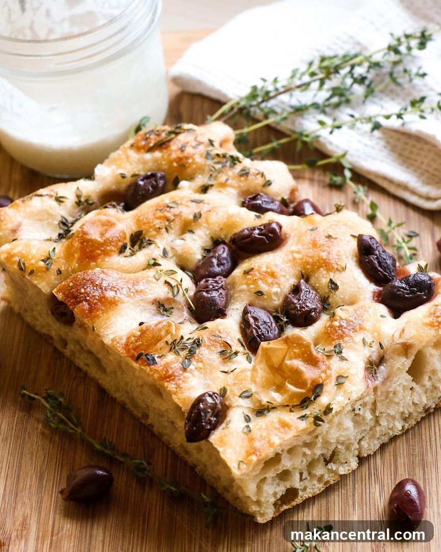 Focaccia with Olives and Thyme