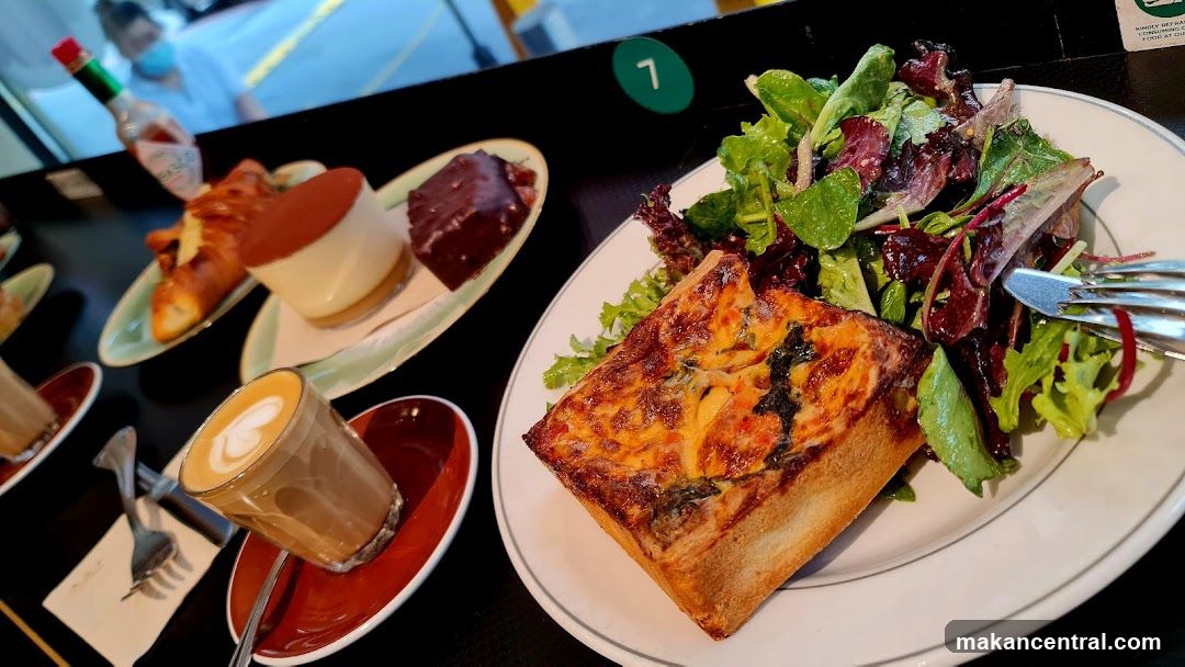 Quiche and Salad with Coffee and Pastries