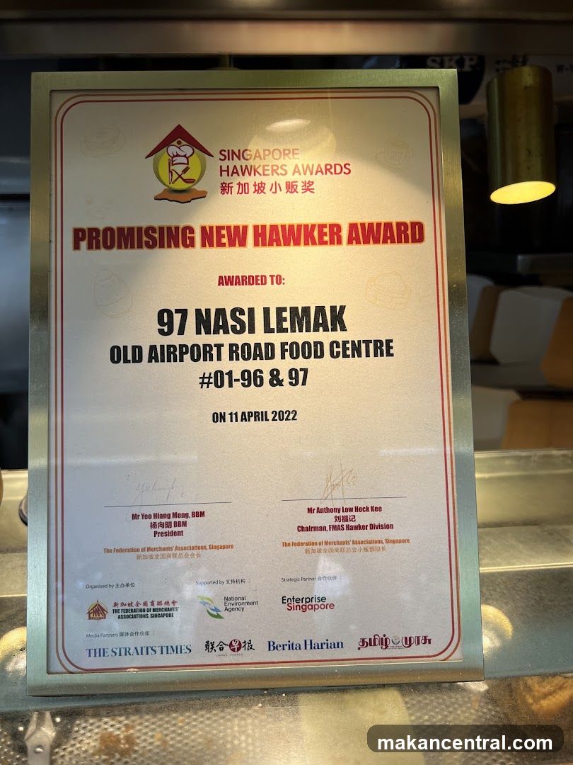 Singapore Hawkers Awards Certificate