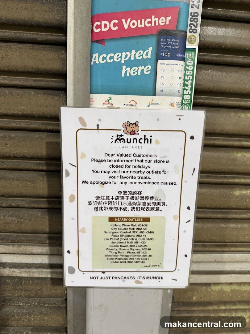 Munchi Pancakes Holiday Closure Notice