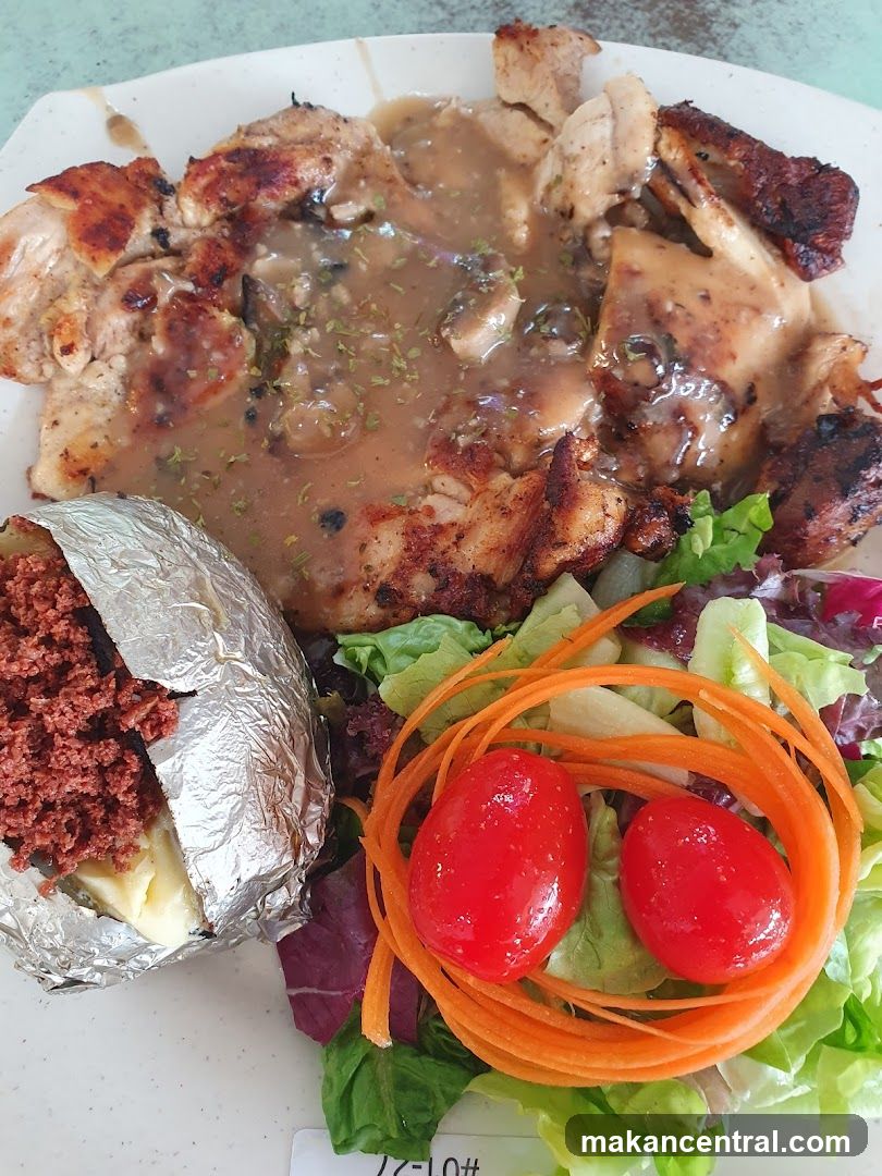 Grilled Chicken with Baked Potato and Salad