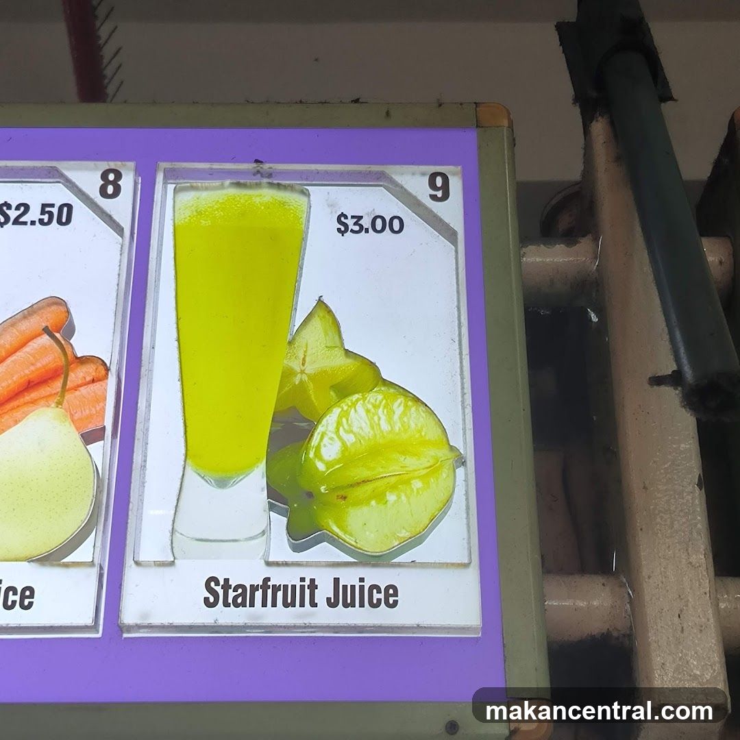 A menu board displaying juice options.