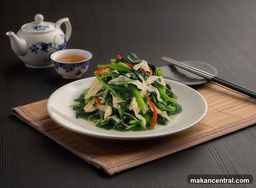 Stir-fried Spinach with Tofu Skin
