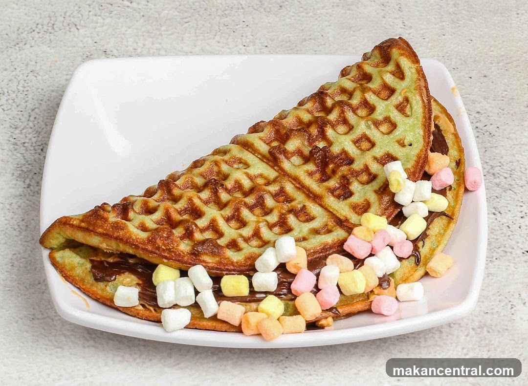 Waffle with Chocolate and Marshmallows
